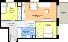 3 pokoje, mieszkanie 56,89 m², piętro 2, oferta nr D/37, Osiedle Urbino 4.2, Warszawa, Włochy, Raków, ul. Szybka