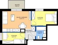 3 pokoje, mieszkanie 47,61 m², piętro 5, oferta nr D/87, Bokserska 71 etap 2.3, Warszawa, Ursynów, Wyczółki, ul. Bokserska