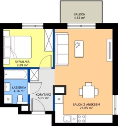 2 pokoje, mieszkanie 45,75 m², piętro 2, oferta nr D/74, Bokserska 71 etap 2.3, Warszawa, Ursynów, Wyczółki, ul. Bokserska