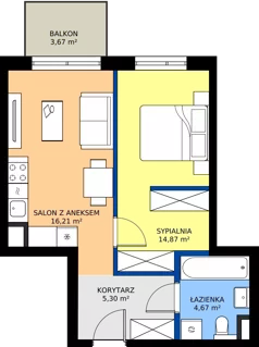 2 pokoje, mieszkanie 41,05 m², piętro 1, oferta nr D/36, Bokserska 71 etap 2.3, Warszawa, Ursynów, Wyczółki, ul. Bokserska