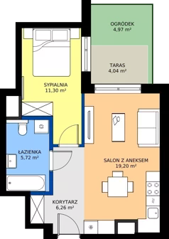 2 pokoje, mieszkanie 42,48 m², parter, oferta nr D/33, Bokserska 71 etap 2.3, Warszawa, Ursynów, Wyczółki, ul. Bokserska