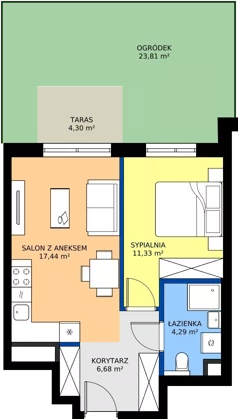 2 pokoje, mieszkanie 38,99 m², piętro 1, oferta nr D/69, Bokserska 71 etap 2.3, Warszawa, Ursynów, Wyczółki, ul. Bokserska