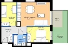 3 pokoje, mieszkanie 53,38 m², parter, oferta nr E/33, Bokserska 71 etap 2.3, Warszawa, Ursynów, Wyczółki, ul. Bokserska