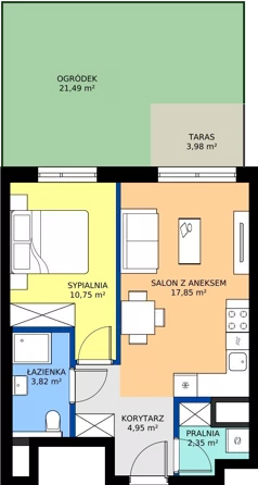 2 pokoje, mieszkanie 39,72 m², piętro 3, oferta nr E/14, Bokserska 71 etap 2.3, Warszawa, Ursynów, Wyczółki, ul. Bokserska