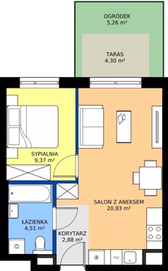 2 pokoje, mieszkanie 38,12 m², piętro 1, oferta nr E/39, Bokserska 71 etap 2.3, Warszawa, Ursynów, Wyczółki, ul. Bokserska