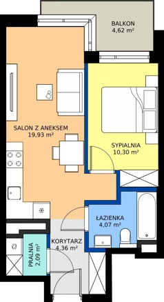 2 pokoje, mieszkanie 40,75 m², piętro 1, oferta nr A/199, Apartamenty Metro Wilanowska, Warszawa, Mokotów, Ksawerów, ul. Pejzażowa 26