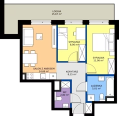 3 pokoje, mieszkanie 49,74 m², piętro 7, oferta nr A/284, Apartamenty Metro Wilanowska, Warszawa, Mokotów, Ksawerów, ul. Pejzażowa 26