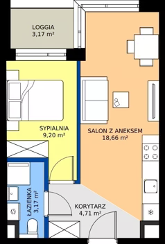 2 pokoje, mieszkanie 35,74 m², piętro 1, oferta nr A/10, Apartamenty Metro Wilanowska, Warszawa, Mokotów, Ksawerów, ul. Pejzażowa 26