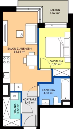 2 pokoje, mieszkanie 38,66 m², piętro 2, oferta nr A/216, Apartamenty Metro Wilanowska, Warszawa, Mokotów, Ksawerów, ul. Pejzażowa 26