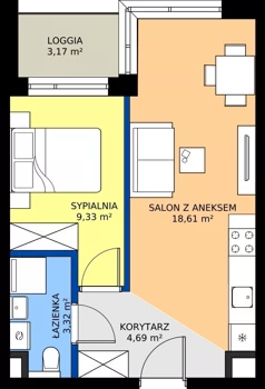 2 pokoje, mieszkanie 35,95 m², piętro 2, oferta nr A/21, Apartamenty Metro Wilanowska, Warszawa, Mokotów, Ksawerów, ul. Pejzażowa 26