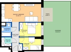 3 pokoje, mieszkanie 53,21 m², parter, oferta nr A/87, Apartamenty Metro Wilanowska, Warszawa, Mokotów, Ksawerów, ul. Pejzażowa 26