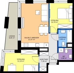 3 pokoje, mieszkanie 58,51 m², piętro 4, oferta nr A/44, Apartamenty Metro Wilanowska, Warszawa, Mokotów, Ksawerów, ul. Pejzażowa 26