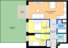 3 pokoje, mieszkanie 53,15 m², parter, oferta nr A/88, Apartamenty Metro Wilanowska, Warszawa, Mokotów, Ksawerów, ul. Pejzażowa 26