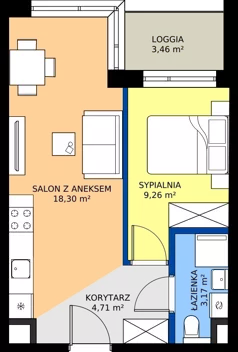 2 pokoje, mieszkanie 35,44 m², piętro 1, oferta nr A/193, Apartamenty Metro Wilanowska, Warszawa, Mokotów, Ksawerów, ul. Pejzażowa 26