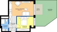 2 pokoje, mieszkanie 41,21 m², parter, oferta nr A/1, Apartamenty Metro Wilanowska, Warszawa, Mokotów, Ksawerów, ul. Pejzażowa 26
