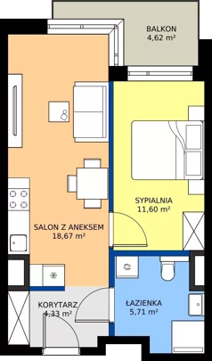 2 pokoje, mieszkanie 40,31 m², piętro 1, oferta nr A/201, Apartamenty Metro Wilanowska, Warszawa, Mokotów, Ksawerów, ul. Pejzażowa 26