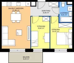 3 pokoje, mieszkanie 51,52 m², piętro 1, oferta nr A/117, Międzyleska 4, Wrocław, Tarnogaj, Krzyki, ul. Międzyleska