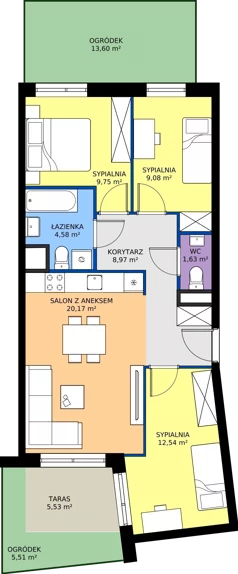 4 pokoje, mieszkanie 66,72 m², parter, oferta nr A/18, Międzyleska 4, Wrocław, Tarnogaj, Krzyki, ul. Międzyleska