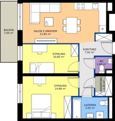 3 pokoje, mieszkanie 64,59 m², piętro 1, oferta nr A/68, Międzyleska 4, Wrocław, Tarnogaj, Krzyki, ul. Międzyleska