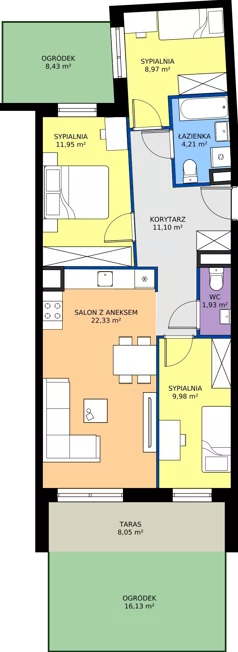 4 pokoje, mieszkanie 70,46 m², parter, oferta nr A/67, Międzyleska 4, Wrocław, Tarnogaj, Krzyki, ul. Międzyleska