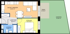 2 pokoje, mieszkanie 37,22 m², piętro 1, oferta nr A/73, Międzyleska 4, Wrocław, Tarnogaj, Krzyki, ul. Międzyleska
