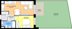 2 pokoje, mieszkanie 37,22 m², piętro 1, oferta nr A/73, Międzyleska 4, Wrocław, Tarnogaj, Krzyki, ul. Międzyleska