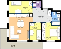 4 pokoje, mieszkanie 66,40 m², piętro 1, oferta nr A/118, Międzyleska 4, Wrocław, Tarnogaj, Krzyki, ul. Międzyleska