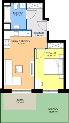 2 pokoje, mieszkanie 42,83 m², parter, oferta nr A/66, Międzyleska 4, Wrocław, Tarnogaj, Krzyki, ul. Międzyleska