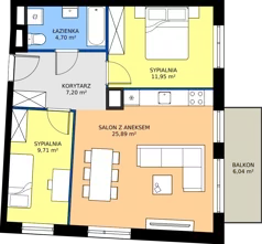 3 pokoje, mieszkanie 59,45 m², piętro 2, oferta nr A/83, Międzyleska 4, Wrocław, Tarnogaj, Krzyki, ul. Międzyleska