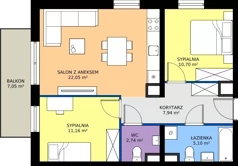3 pokoje, mieszkanie 59,69 m², piętro 1, oferta nr A/5, Międzyleska 4, Wrocław, Tarnogaj, Krzyki, ul. Międzyleska