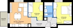 3 pokoje, mieszkanie 51,40 m², piętro 2, oferta nr A/123, Międzyleska 4, Wrocław, Tarnogaj, Krzyki, ul. Międzyleska