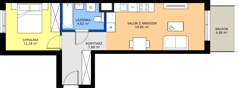 2 pokoje, mieszkanie 43,54 m², piętro 1, oferta nr A/29, Osiedle Wilno 9.2, Warszawa, Targówek, Elsnerów, ul. Rudnicka