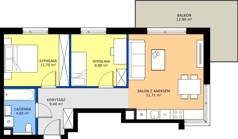 3 pokoje, mieszkanie 57,51 m², piętro 2, oferta nr A/72, Osiedle Wilno 9.2, Warszawa, Targówek, Elsnerów, ul. Rudnicka