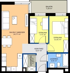 3 pokoje, mieszkanie 57,75 m², piętro 1, oferta nr A/69, Osiedle Wilno 9.2, Warszawa, Targówek, Elsnerów, ul. Rudnicka