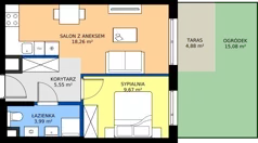 2 pokoje, mieszkanie 37,47 m², parter, oferta nr A/50, Osiedle Wilno 9.2, Warszawa, Targówek, Elsnerów, ul. Rudnicka