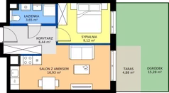 2 pokoje, mieszkanie 36,14 m², parter, oferta nr A/55, Osiedle Wilno 9.2, Warszawa, Targówek, Elsnerów, ul. Rudnicka