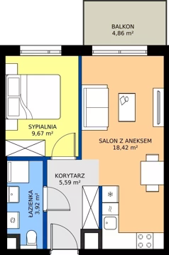 2 pokoje, mieszkanie 37,60 m², piętro 2, oferta nr A/77, Osiedle Wilno 9.2, Warszawa, Targówek, Elsnerów, ul. Rudnicka