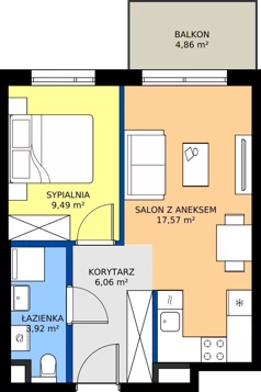 2 pokoje, mieszkanie 37,04 m², piętro 3, oferta nr A/89, Osiedle Wilno 9.2, Warszawa, Targówek, Elsnerów, ul. Rudnicka