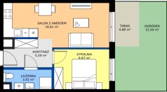 2 pokoje, mieszkanie 37,79 m², parter, oferta nr A/54, Osiedle Wilno 9.2, Warszawa, Targówek, Elsnerów, ul. Rudnicka