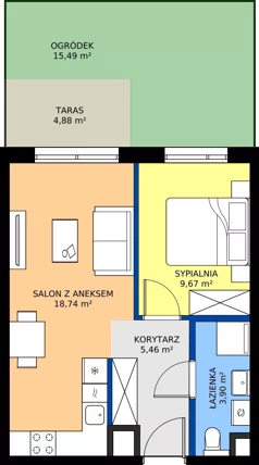 2 pokoje, mieszkanie 37,77 m², parter, oferta nr A/52, Osiedle Wilno 9.2, Warszawa, Targówek, Elsnerów, ul. Rudnicka