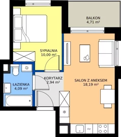 2 pokoje, mieszkanie 35,22 m², piętro 3, oferta nr A/85, Osiedle Wilno 9.2, Warszawa, Targówek, Elsnerów, ul. Rudnicka