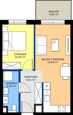 2 pokoje, mieszkanie 39,93 m², piętro 2, oferta nr A/10, Osiedle Wilno 9.2, Warszawa, Targówek, Elsnerów, ul. Rudnicka