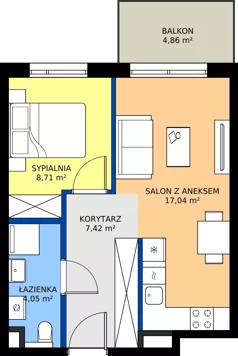 2 pokoje, mieszkanie 37,22 m², piętro 3, oferta nr A/39, Osiedle Wilno 9.2, Warszawa, Targówek, Elsnerów, ul. Rudnicka