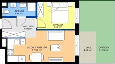 2 pokoje, mieszkanie 37,04 m², parter, oferta nr A/51, Osiedle Wilno 9.2, Warszawa, Targówek, Elsnerów, ul. Rudnicka