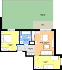 3 pokoje, mieszkanie 56,89 m², parter, oferta nr B/5, Osiedle Wilno 9.2, Warszawa, Targówek, Elsnerów, ul. Rudnicka