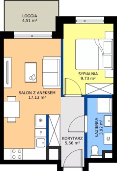 2 pokoje, mieszkanie 36,34 m², piętro 2, oferta nr B/38, Osiedle Wilno 9.2, Warszawa, Targówek, Elsnerów, ul. Rudnicka