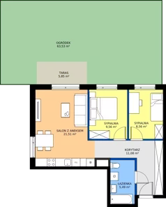 3 pokoje, mieszkanie 56,20 m², parter, oferta nr B/4, Osiedle Wilno 9.2, Warszawa, Targówek, Elsnerów, ul. Rudnicka