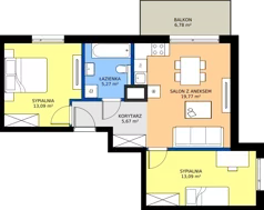 3 pokoje, mieszkanie 56,89 m², piętro 1, oferta nr B/10, Osiedle Wilno 9.2, Warszawa, Targówek, Elsnerów, ul. Rudnicka