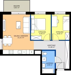3 pokoje, mieszkanie 56,20 m², piętro 1, oferta nr B/9, Osiedle Wilno 9.2, Warszawa, Targówek, Elsnerów, ul. Rudnicka
