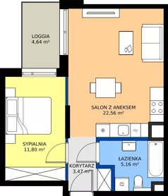 2 pokoje, mieszkanie 42,99 m², piętro 3, oferta nr B/69, Osiedle Wilno 9.2, Warszawa, Targówek, Elsnerów, ul. Rudnicka